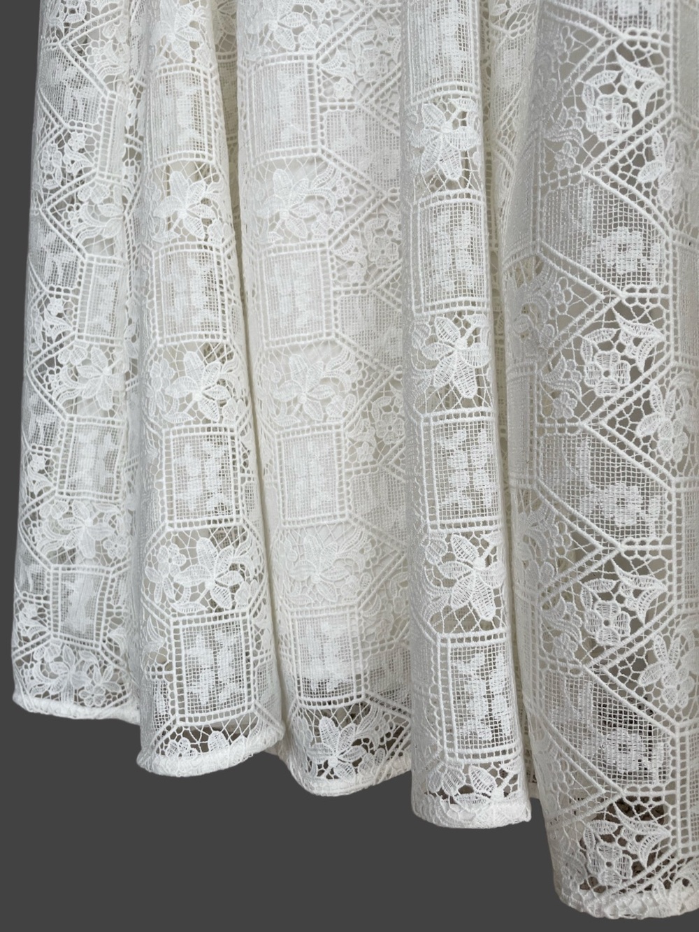 SEZANE White Ecru Flowy Embroidered Floral Lace Maxi Skirt Aglae Skirt - Picture 3 of 17